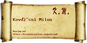 Kovácsi Milos névjegykártya
